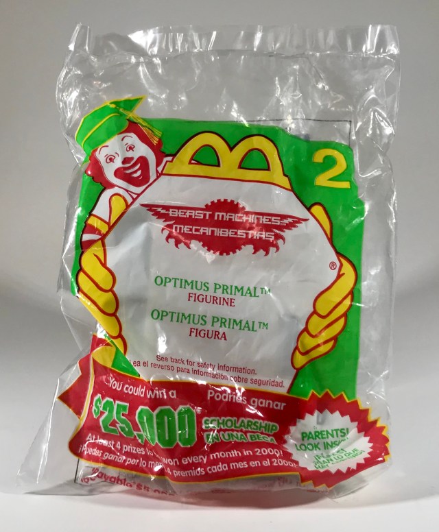 2000 Transformers Beast Machines McDonald’s Happy Meal Optimus Primal, bagged
