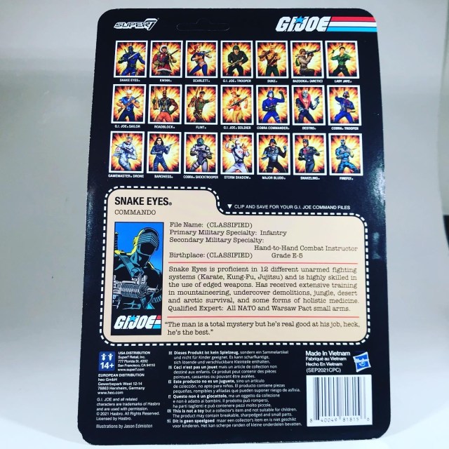 2022 Super7 GI Joe ReAction Snake Eyes