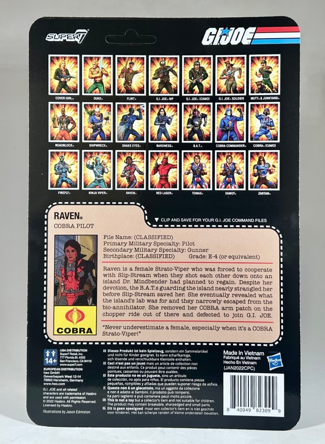 2023 Super7 ReAction Figure GI Joe Raven