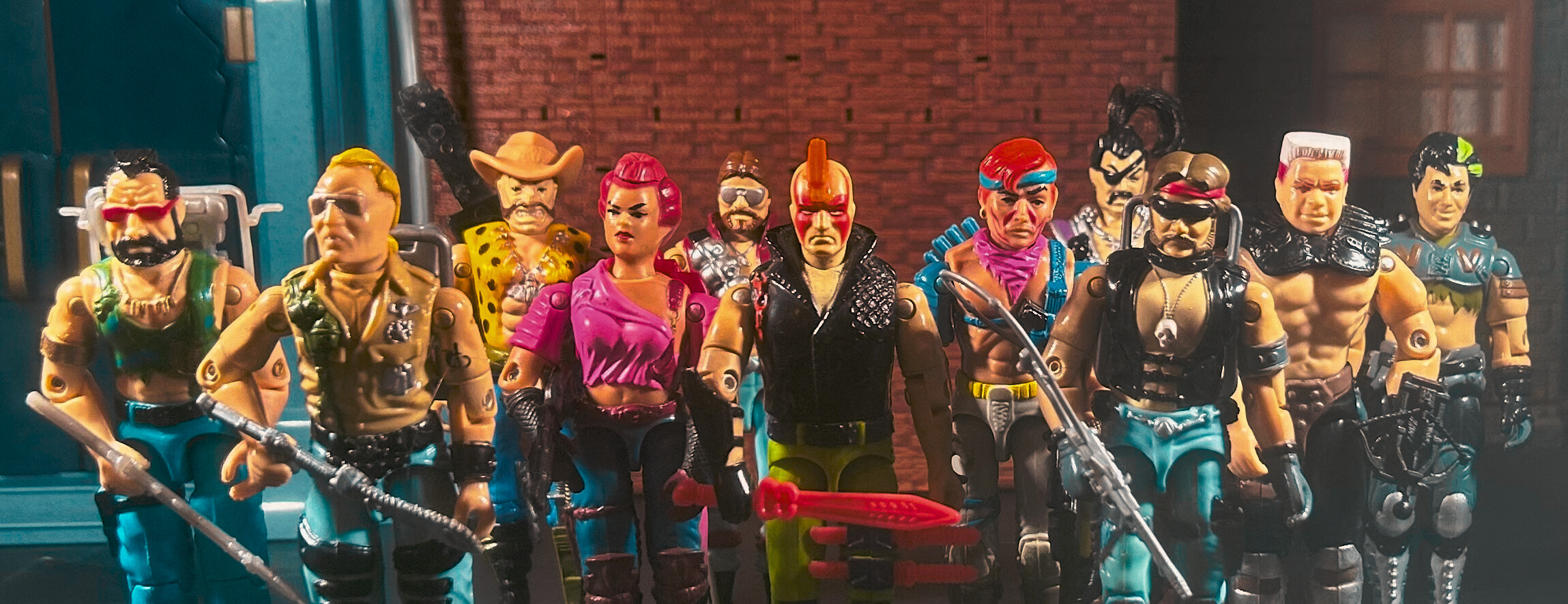 1993 GI Joe Zartan (Ninja Force) standing on a street with all the Dreadnoks