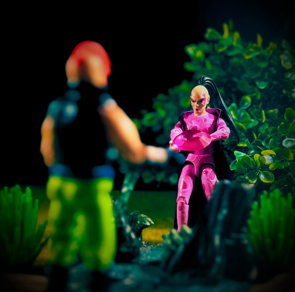 Pythona presenting a large gem to 1993 GI Joe Zartan (Ninja Force)